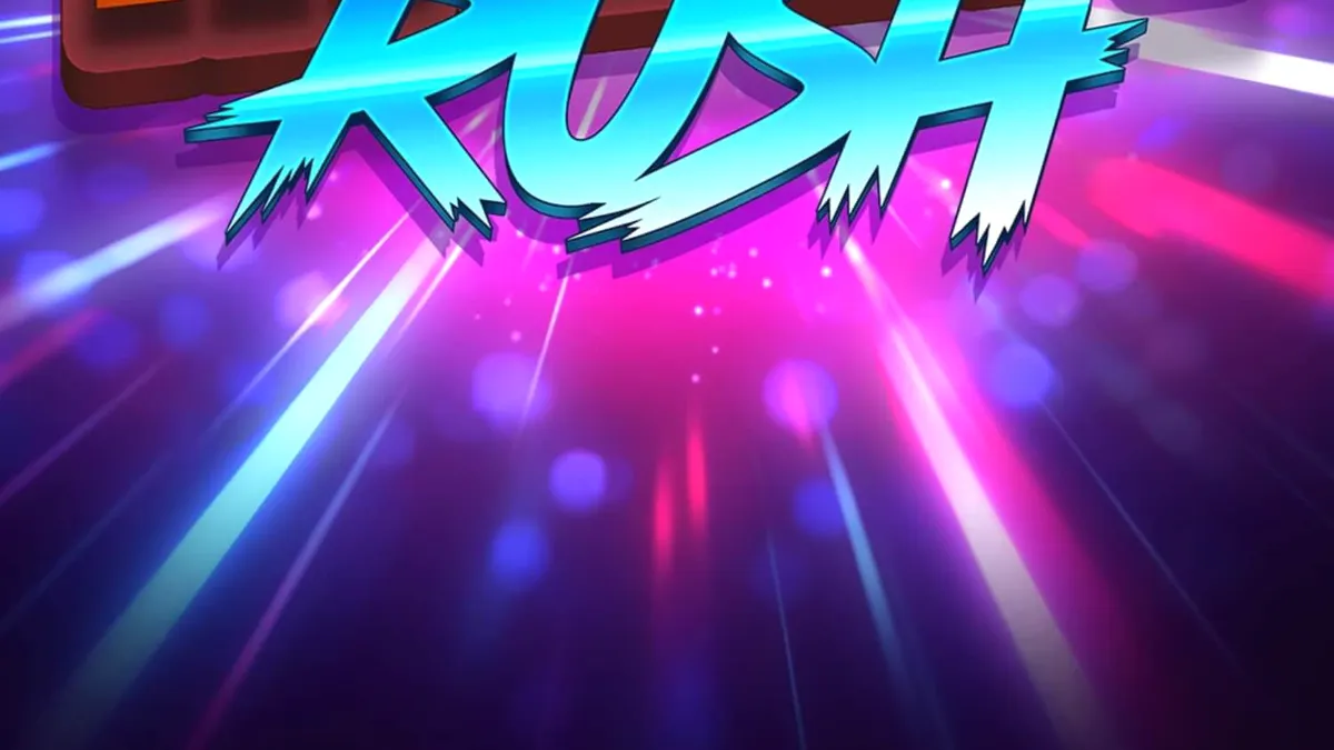 Tampilan visual slot Multi Rush dengan tema neon dan simbol buah klasik